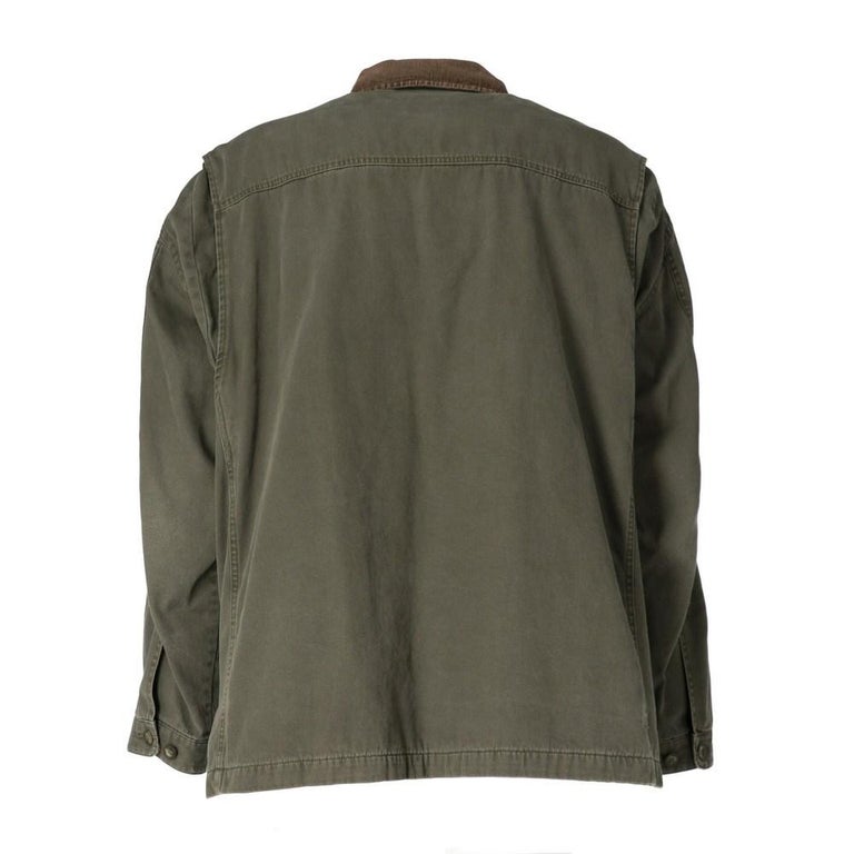 2000s Chaps by Ralph Lauren green hunting cotton jacket with corduroy collar  For Sale at 1stDibs