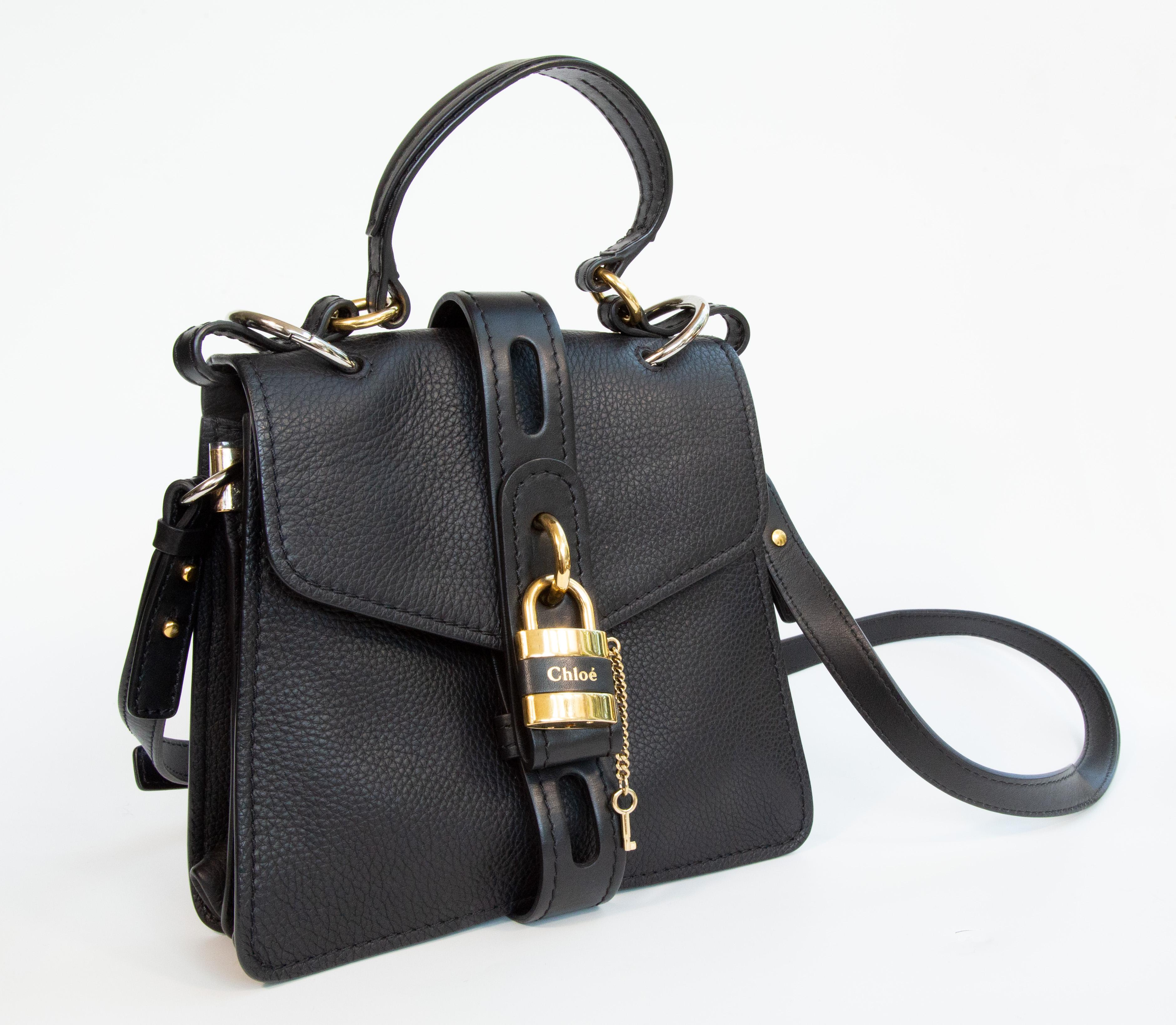 Nero 2000s Chloe Aby Borsa a tracolla in pelle nera Borsa a manico alto in vendita