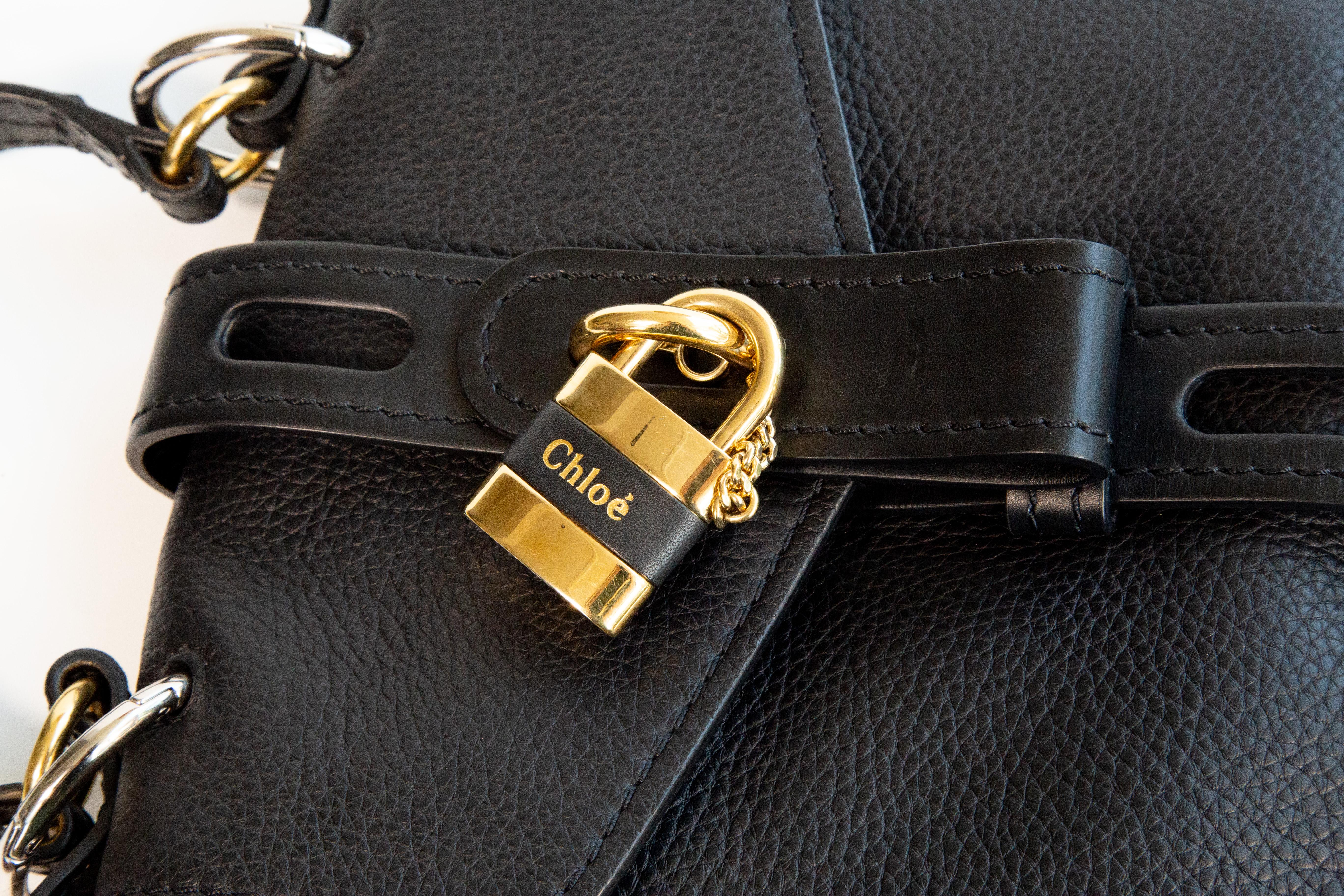 2000s Chloe Aby Borsa a tracolla in pelle nera Borsa a manico alto in vendita 3