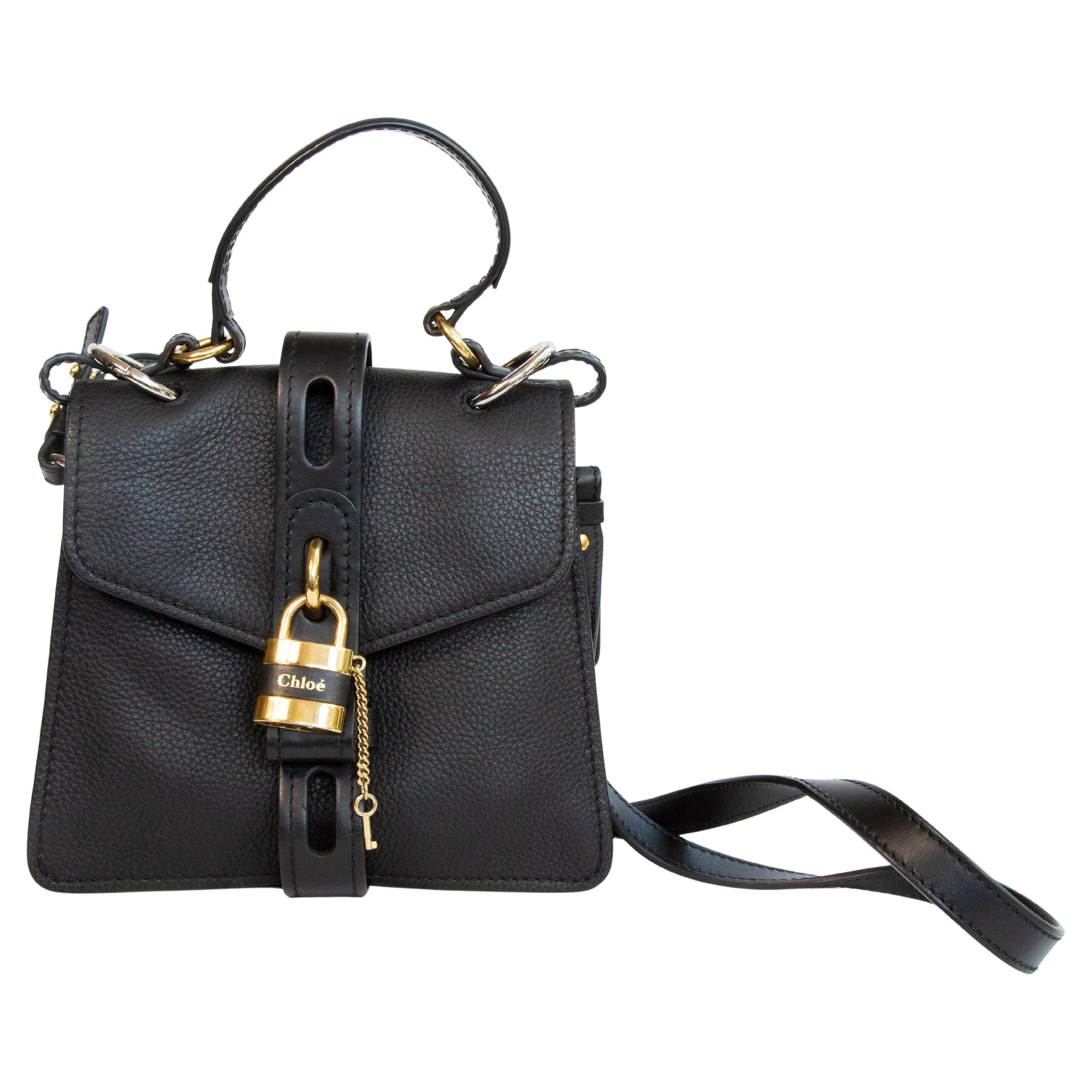 2000s Chloe Aby Borsa a tracolla in pelle nera Borsa a manico alto in vendita