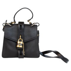 2000s Chloe Aby Black Leather Crossbody Bag Top Handle Bag