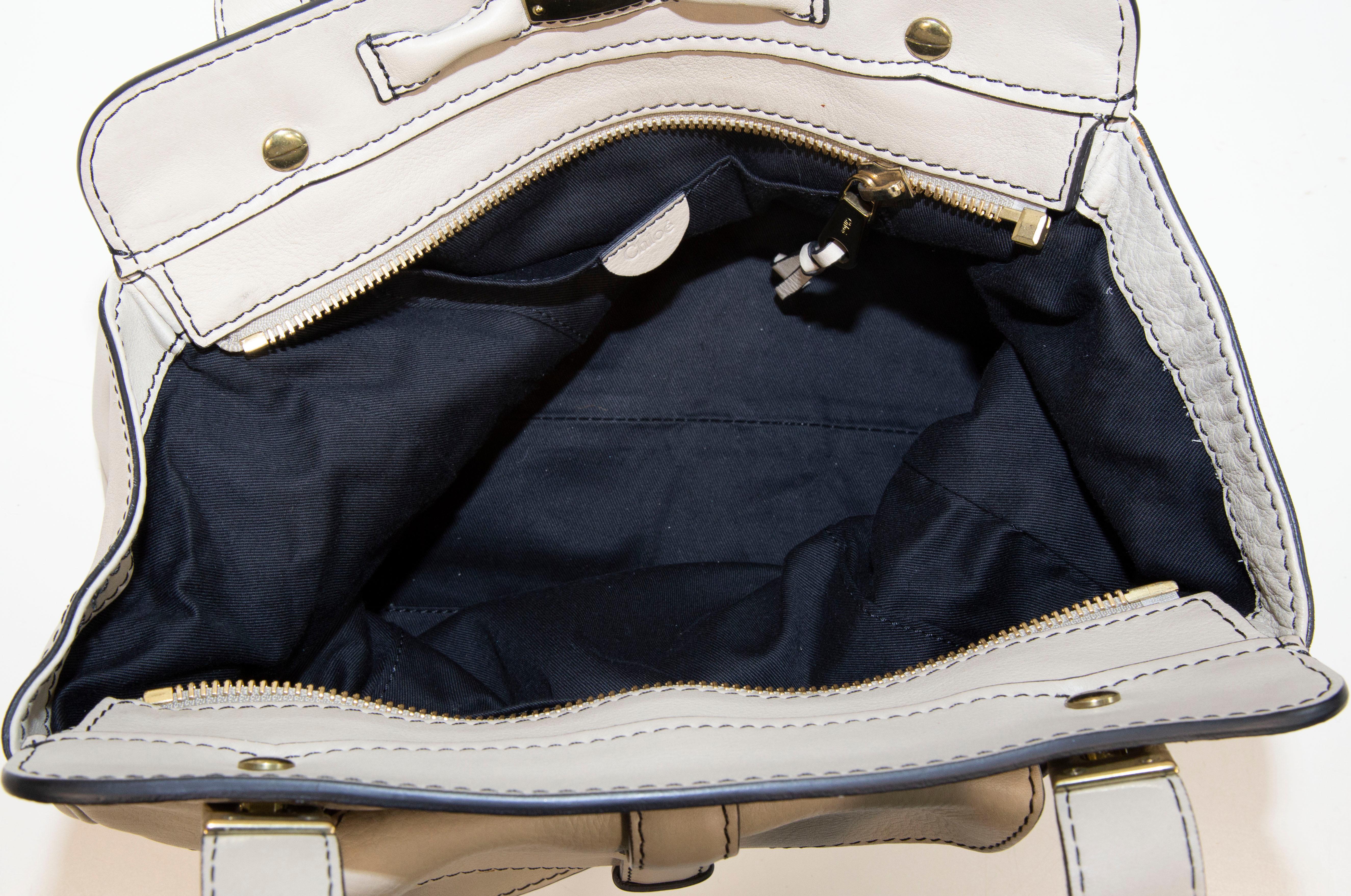 2000s Chloe Beige Leather Large Tote Bag For Sale 8