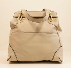 2000s Chloe Beige Leather Large Tote Bag