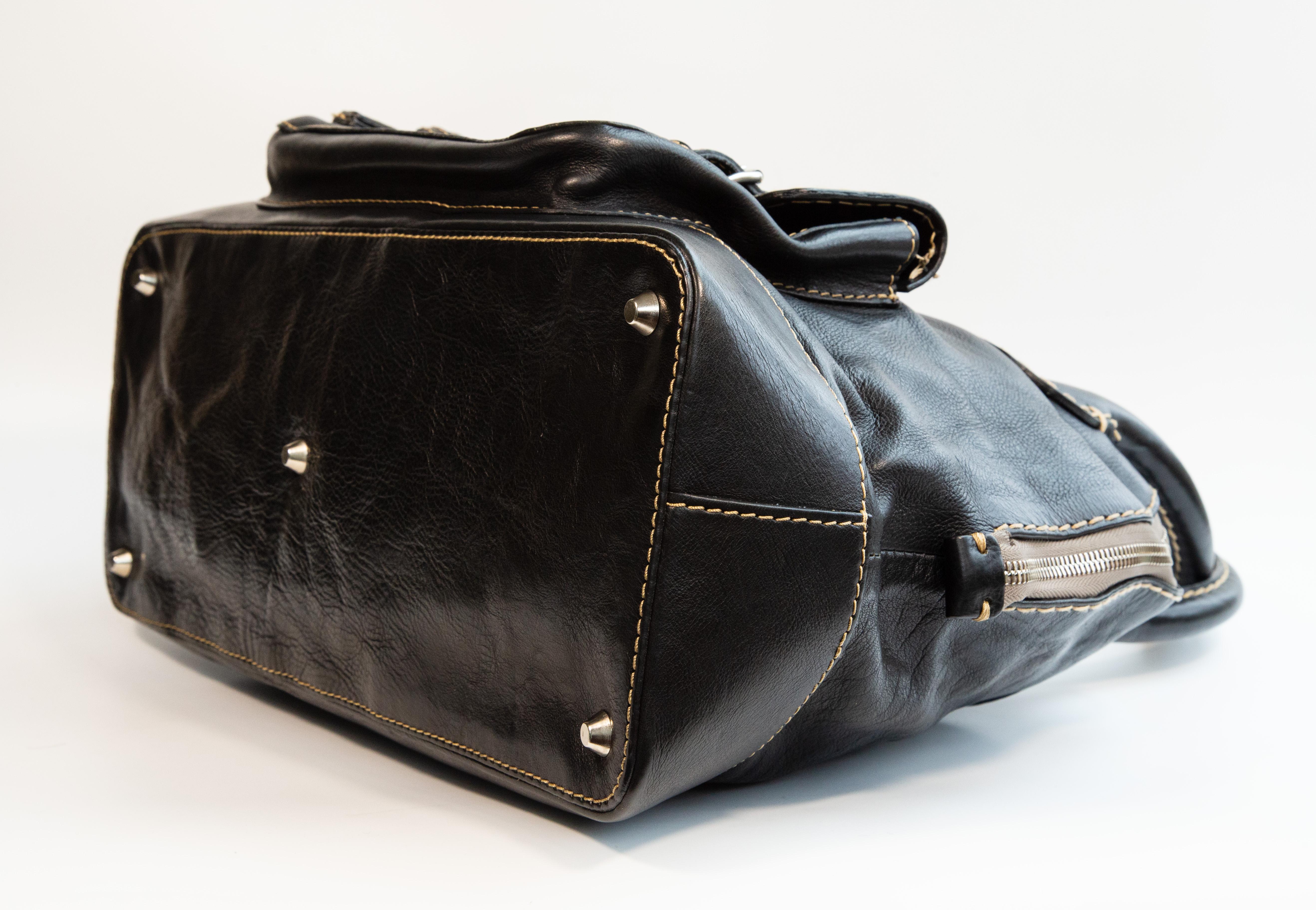 2000s Chloé Black Leather Edith Top Handle Bag For Sale at 1stDibs