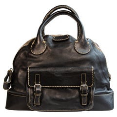 2000s Chloé Black Leather Edith Top Handle Bag