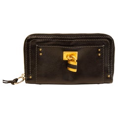 Cartera Paddington Zip Around de piel negra de Chloe de los años 2000
