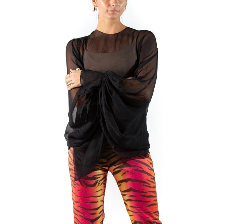 Donna 2000S CHLOE Camicetta oversize in chiffon di seta nera