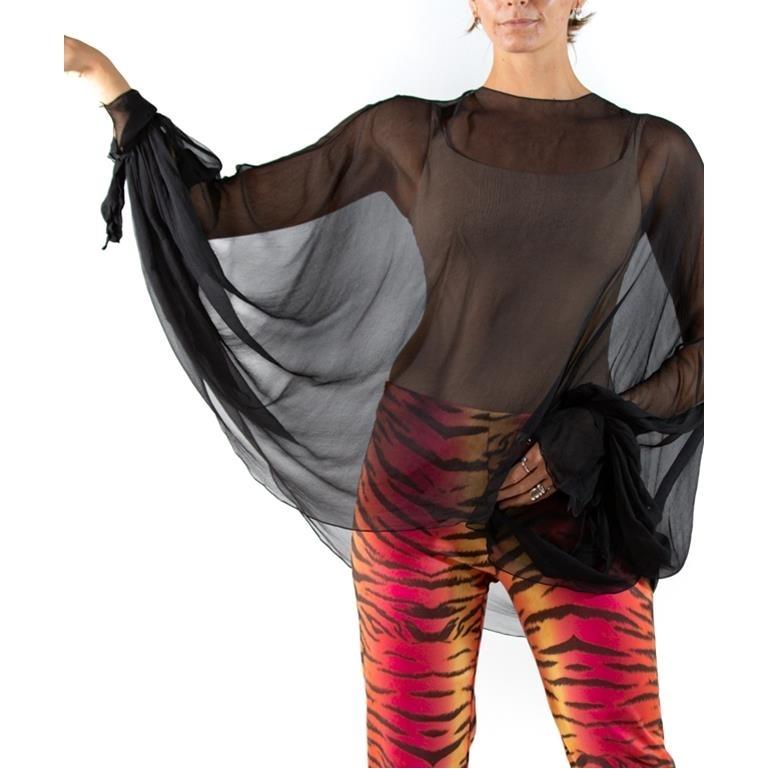 2000S CHLOE Camicetta oversize in chiffon di seta nera 1
