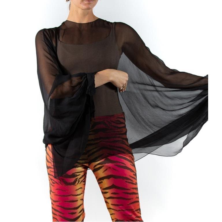 2000S CHLOE Camicetta oversize in chiffon di seta nera 2