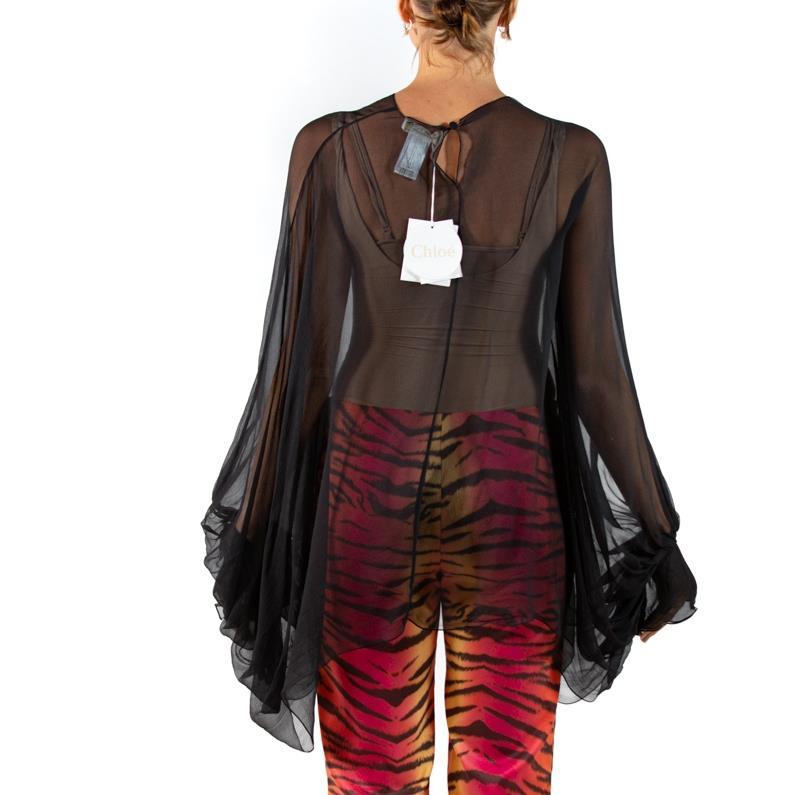 2000S CHLOE Camicetta oversize in chiffon di seta nera 3