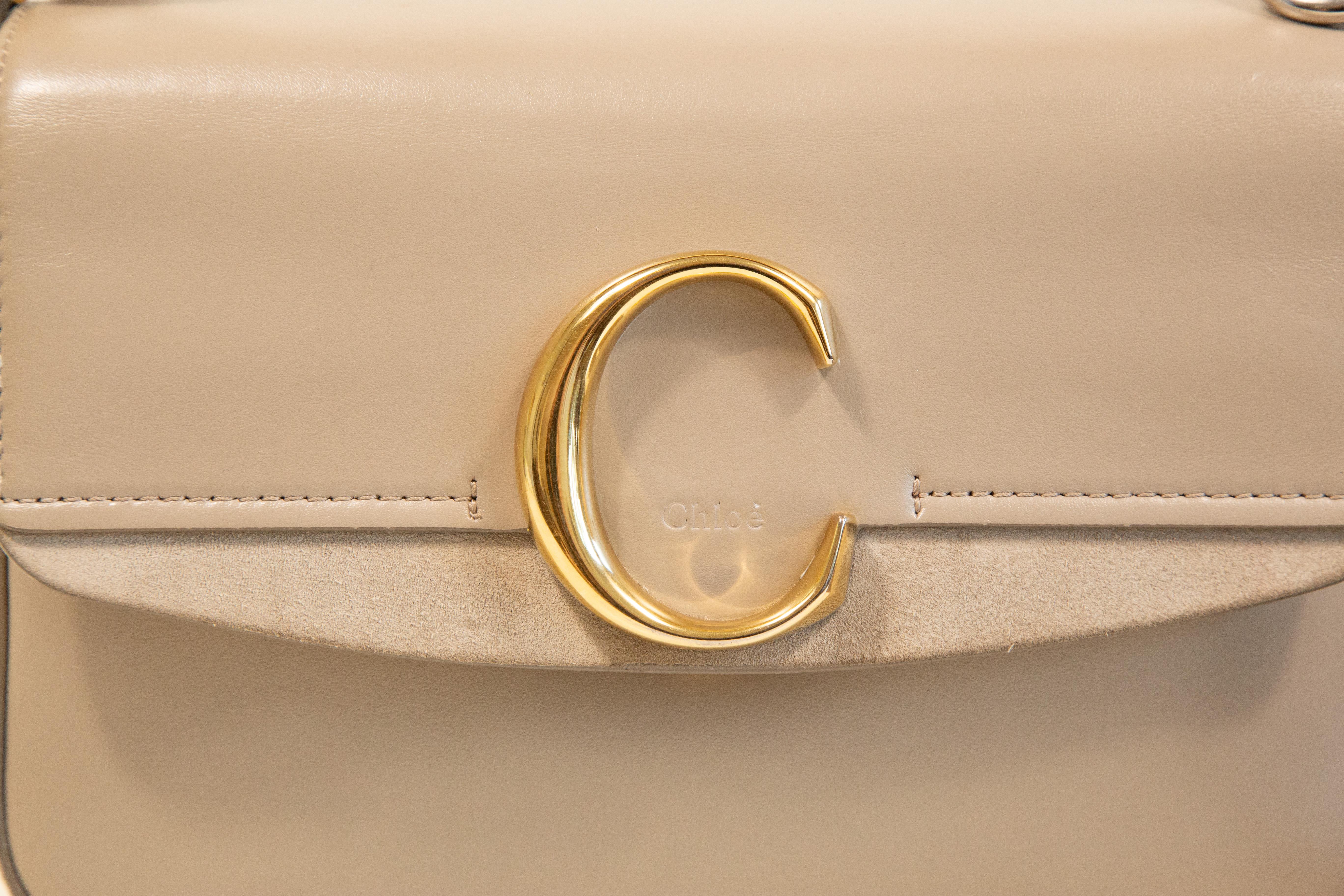 2000s Chloe C 2 Way Bag in Beige Leather In Good Condition For Sale In Arnhem, NL