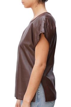 2000S CHLOE Chocolate Brown Thin Leather Top