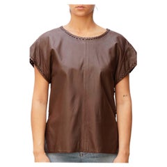 2000S CHLOE Chocolate Brown Thin Leather Top