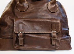 2000s Chloe Edith Brown Brown Leather Top Handle Bag