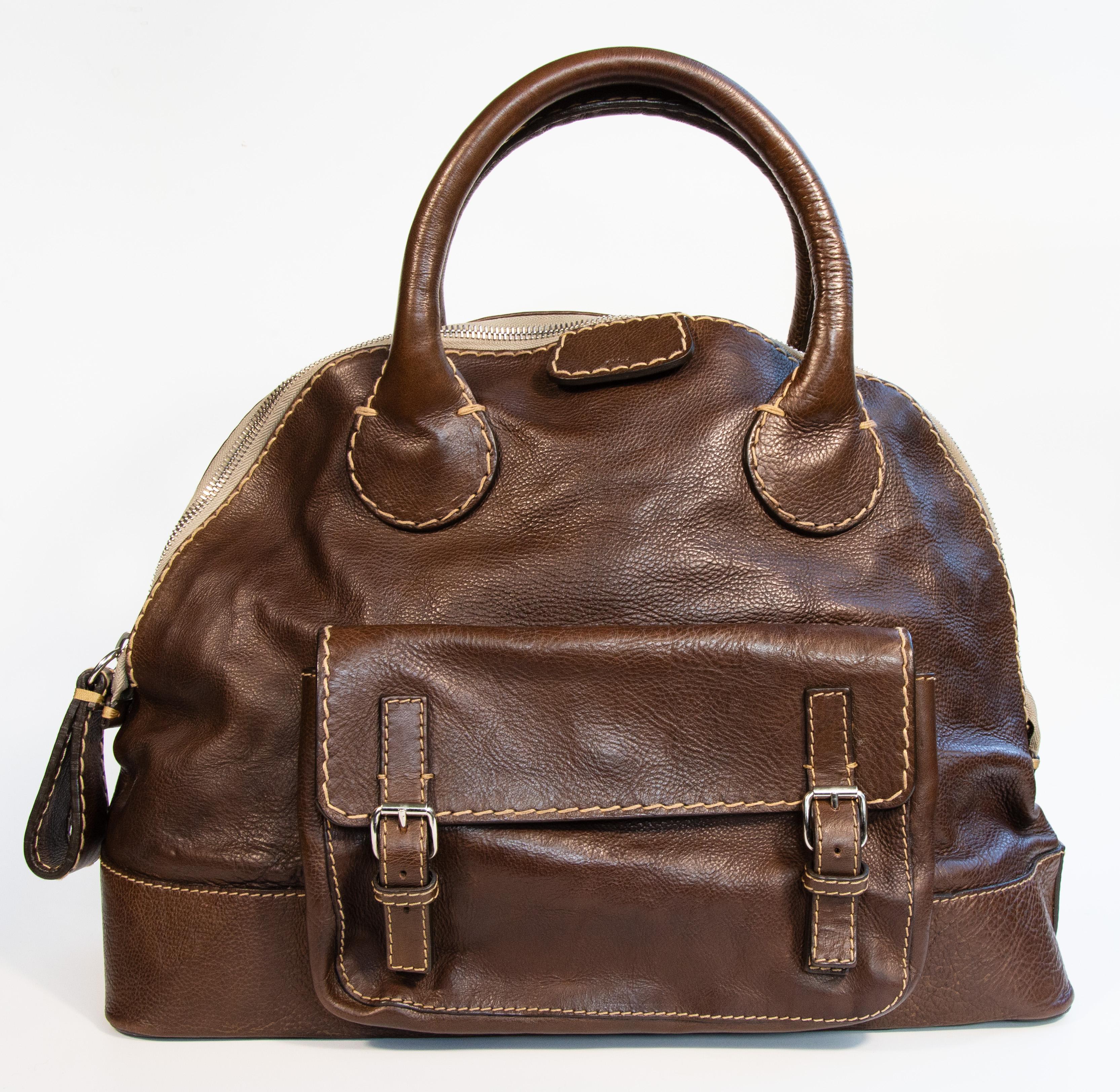 2000er Chloe Edith Brown Leder Henkeltasche (Schwarz) im Angebot