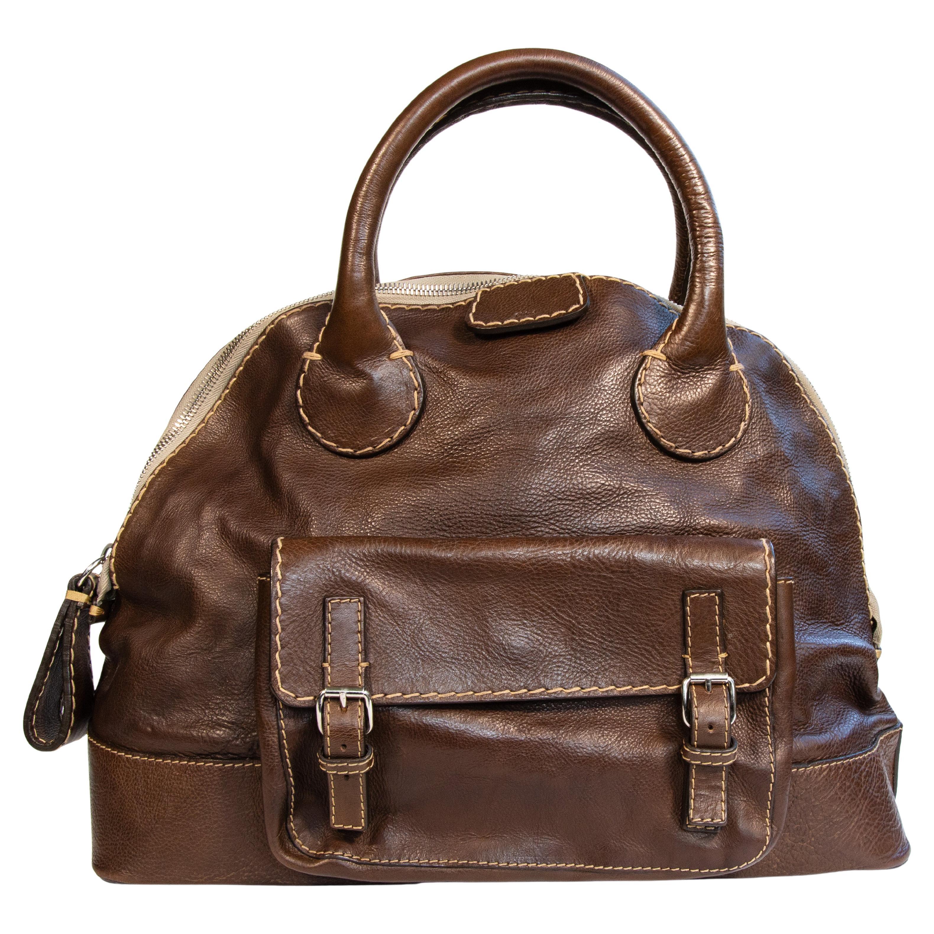 2000er Chloe Edith Brown Leder Henkeltasche