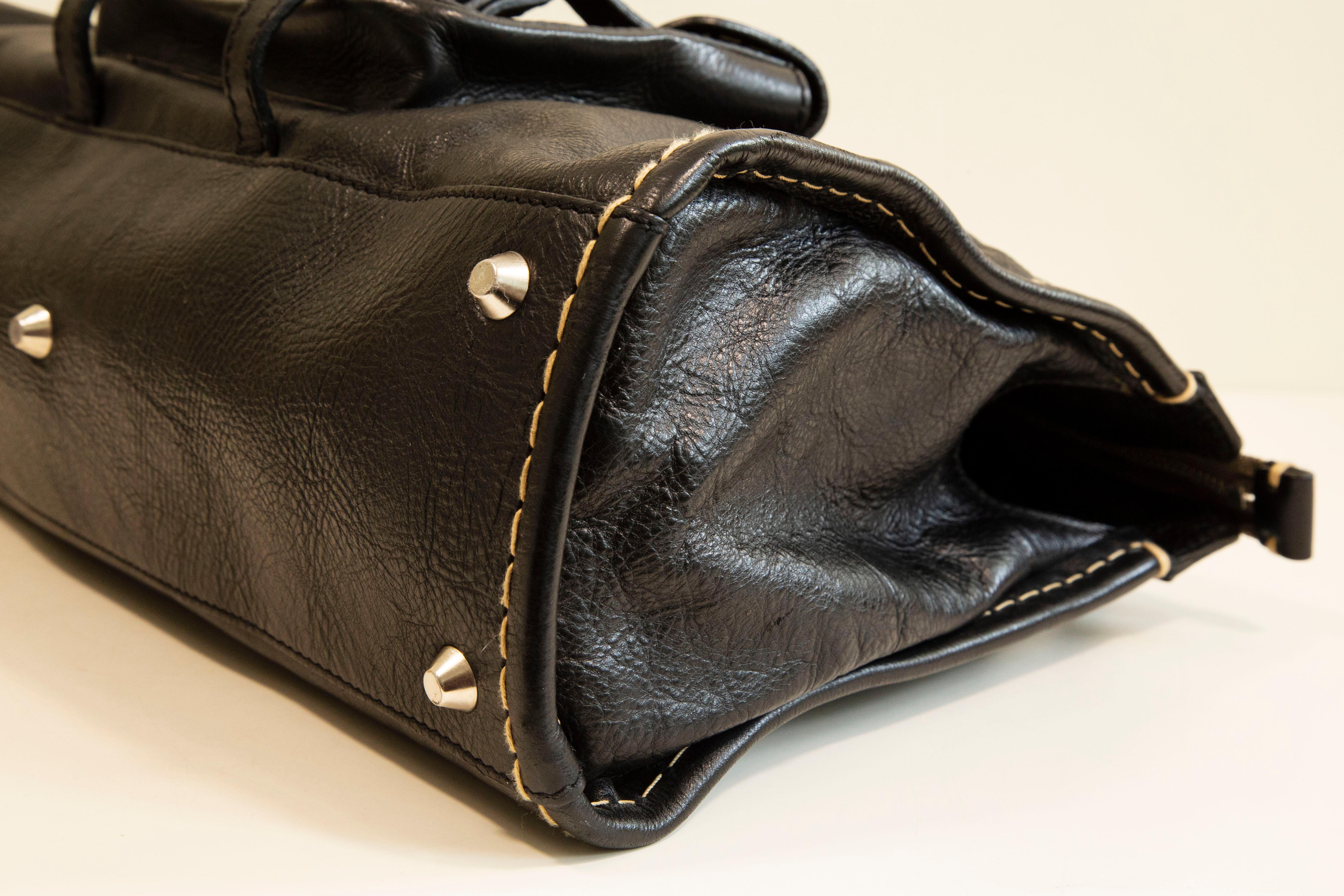 2000s  Chloe Edith Top Handle Bag by Phoebe Philo in Black Leather 6