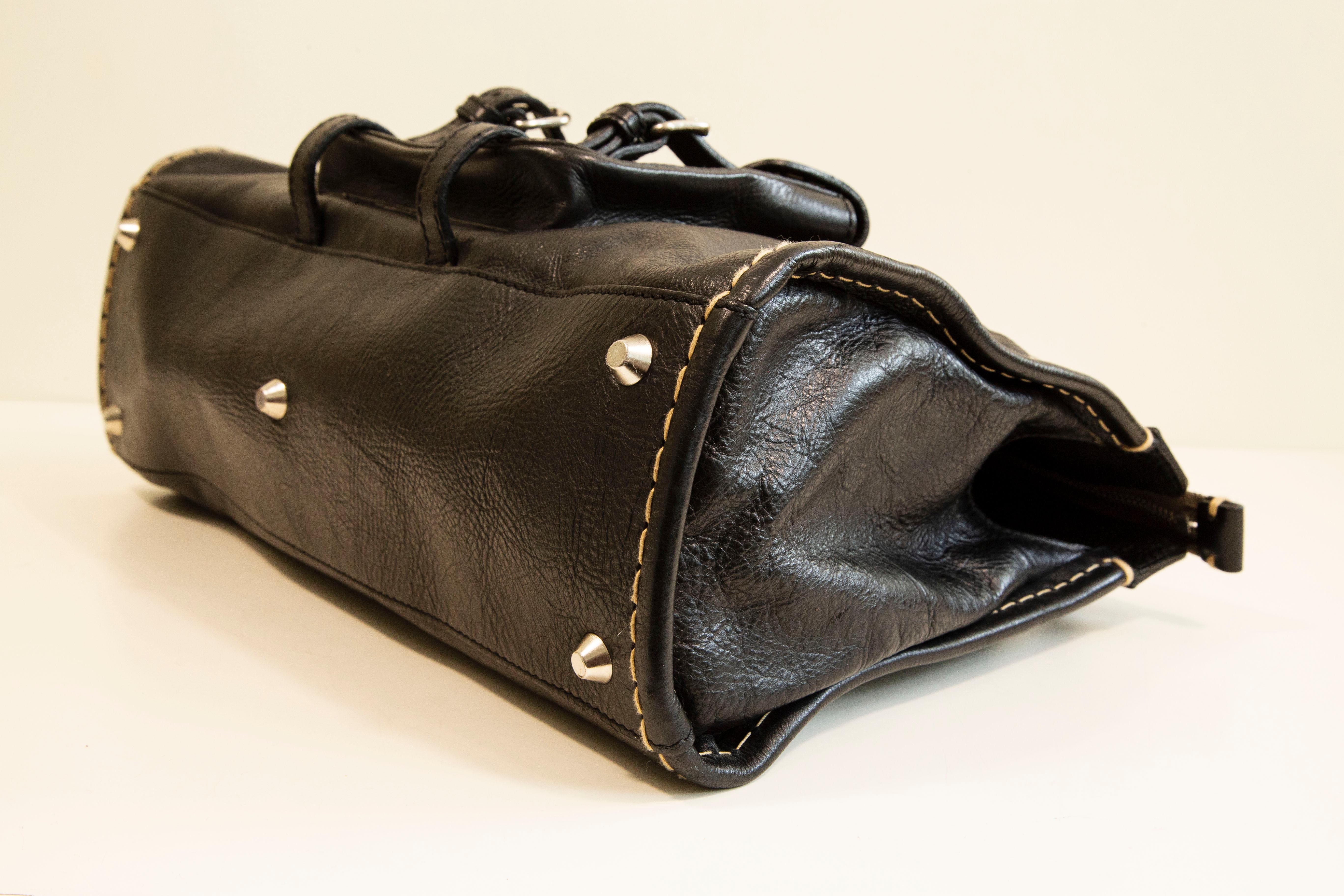 2000s  Chloe Edith Top Handle Bag by Phoebe Philo in Black Leather 7