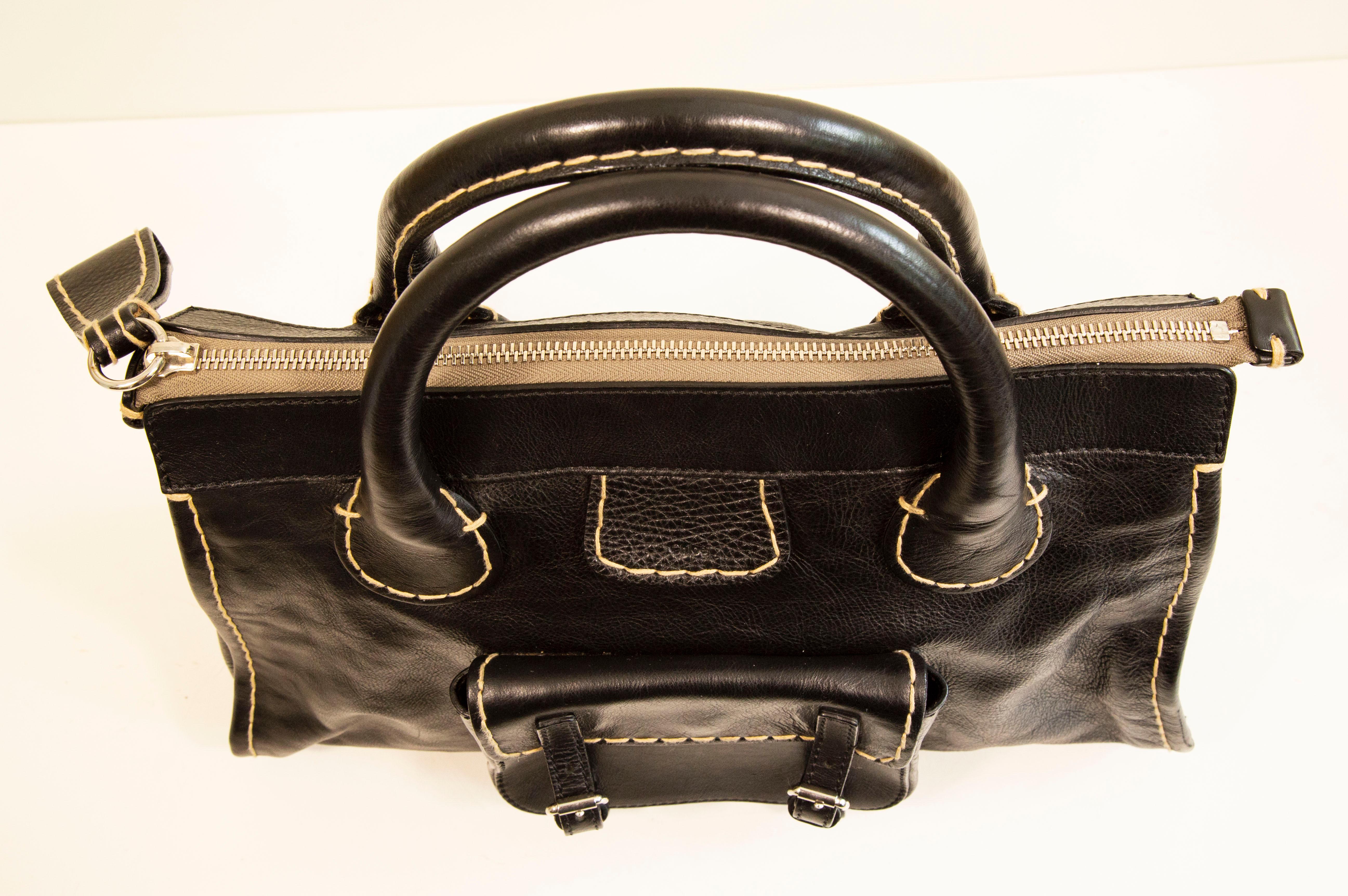 2000s  Chloe Edith Top Handle Bag by Phoebe Philo in Black Leather 8