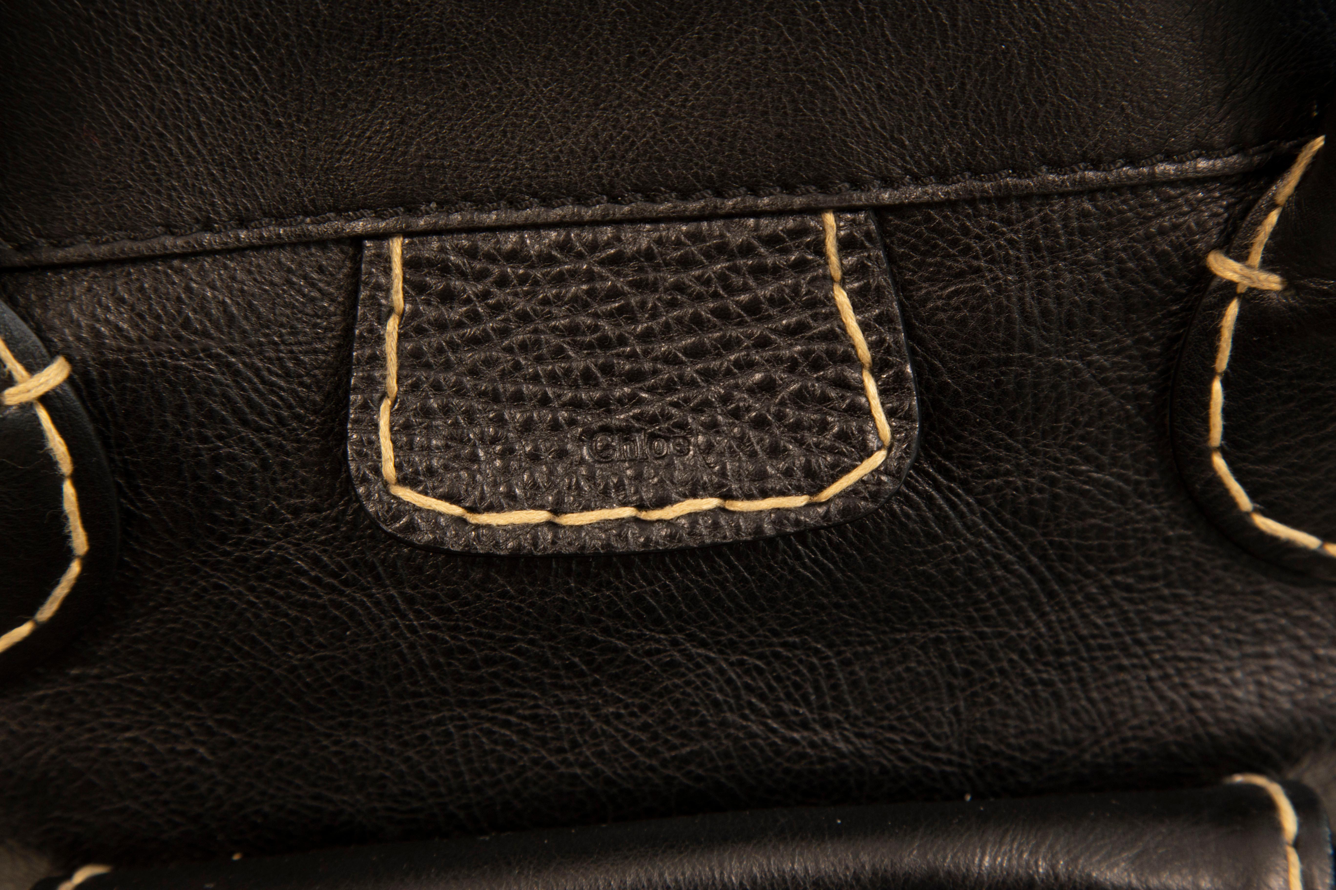 2000s  Chloe Edith Top Handle Bag by Phoebe Philo in Black Leather 12