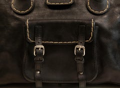 2000s  Chloe Edith Top Handle Bag by Phoebe Philo in Black Leather