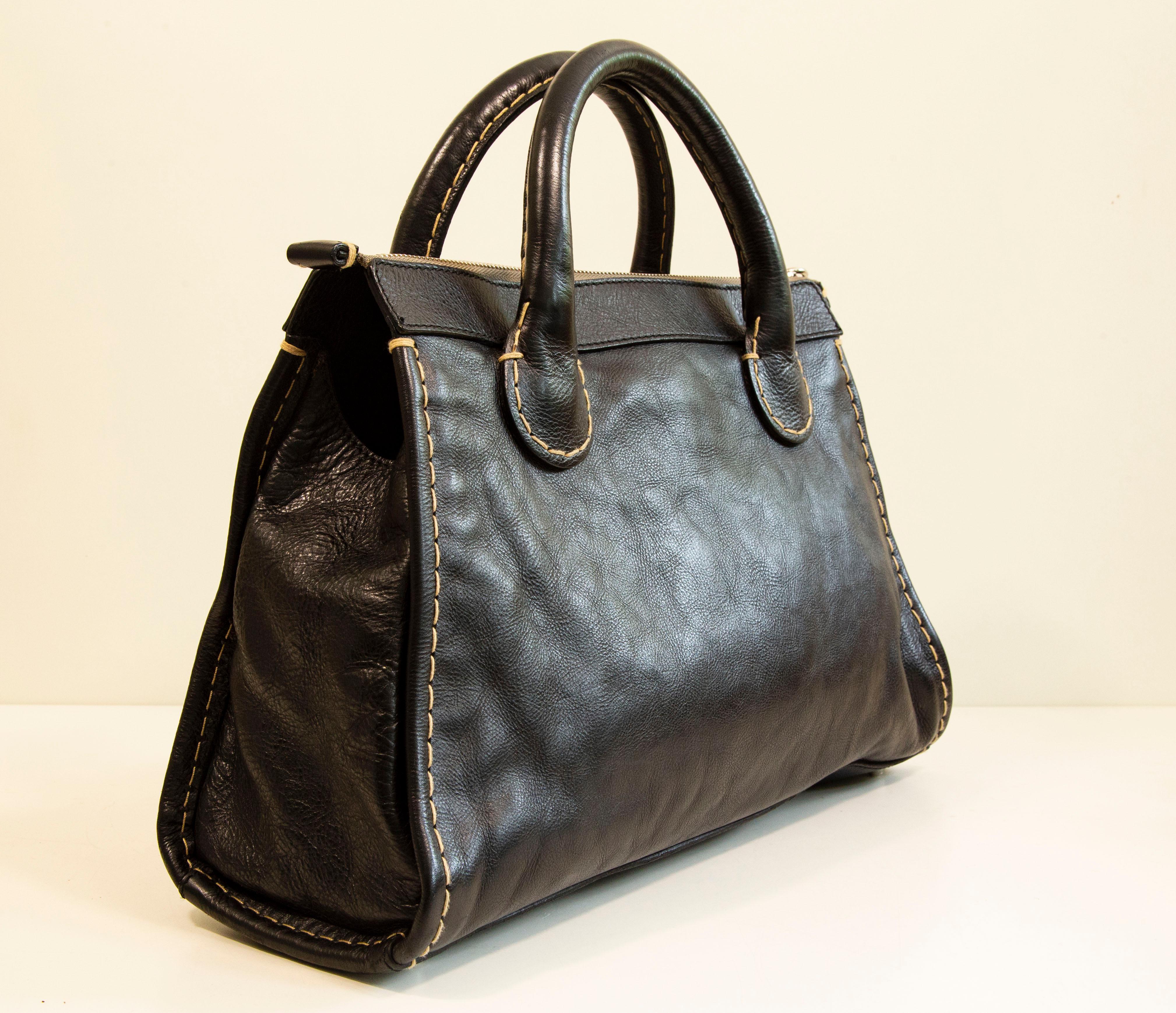 2000s  Chloe Edith Top Handle Bag by Phoebe Philo in Black Leather 2