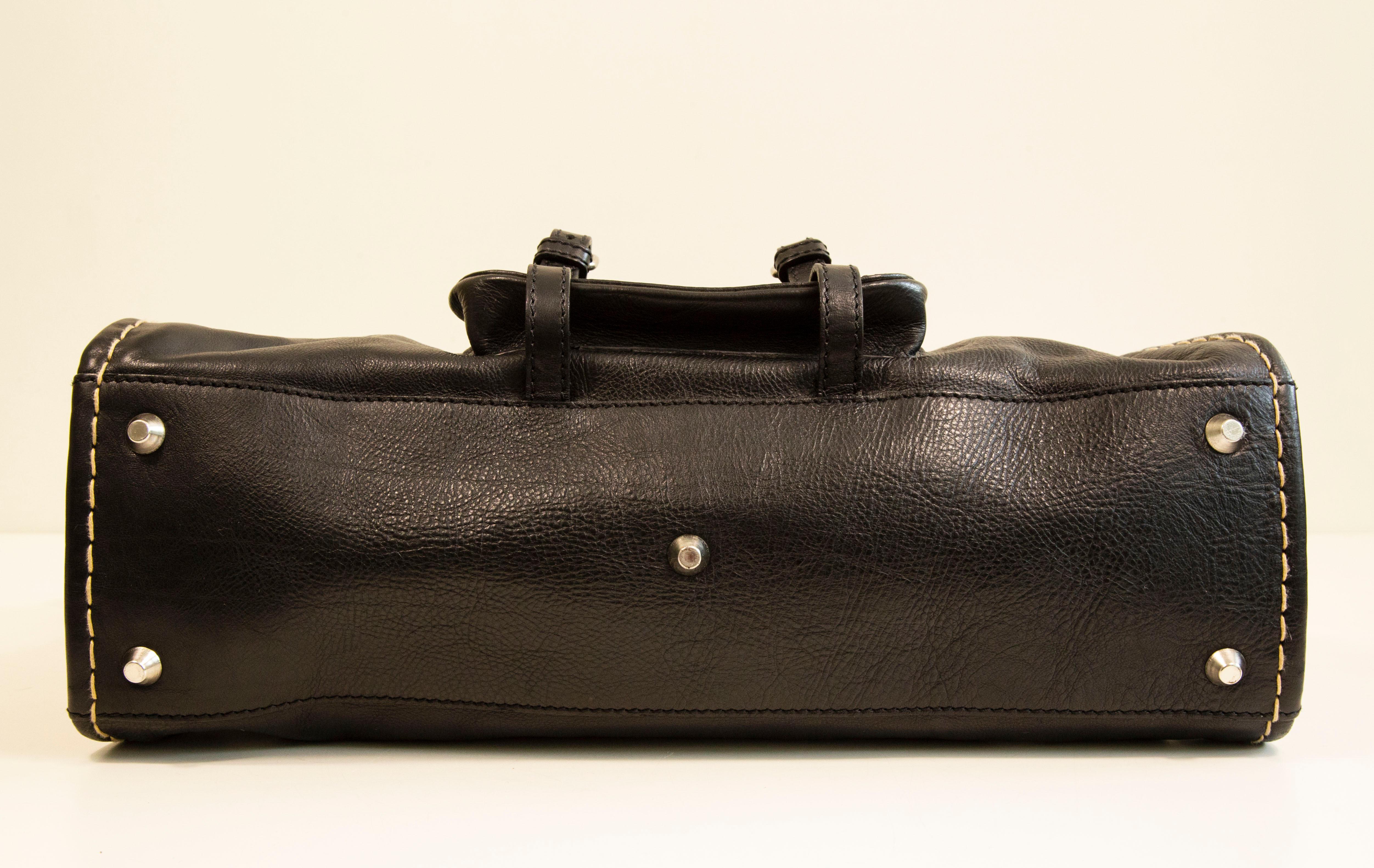 2000s  Chloe Edith Top Handle Bag by Phoebe Philo in Black Leather 3