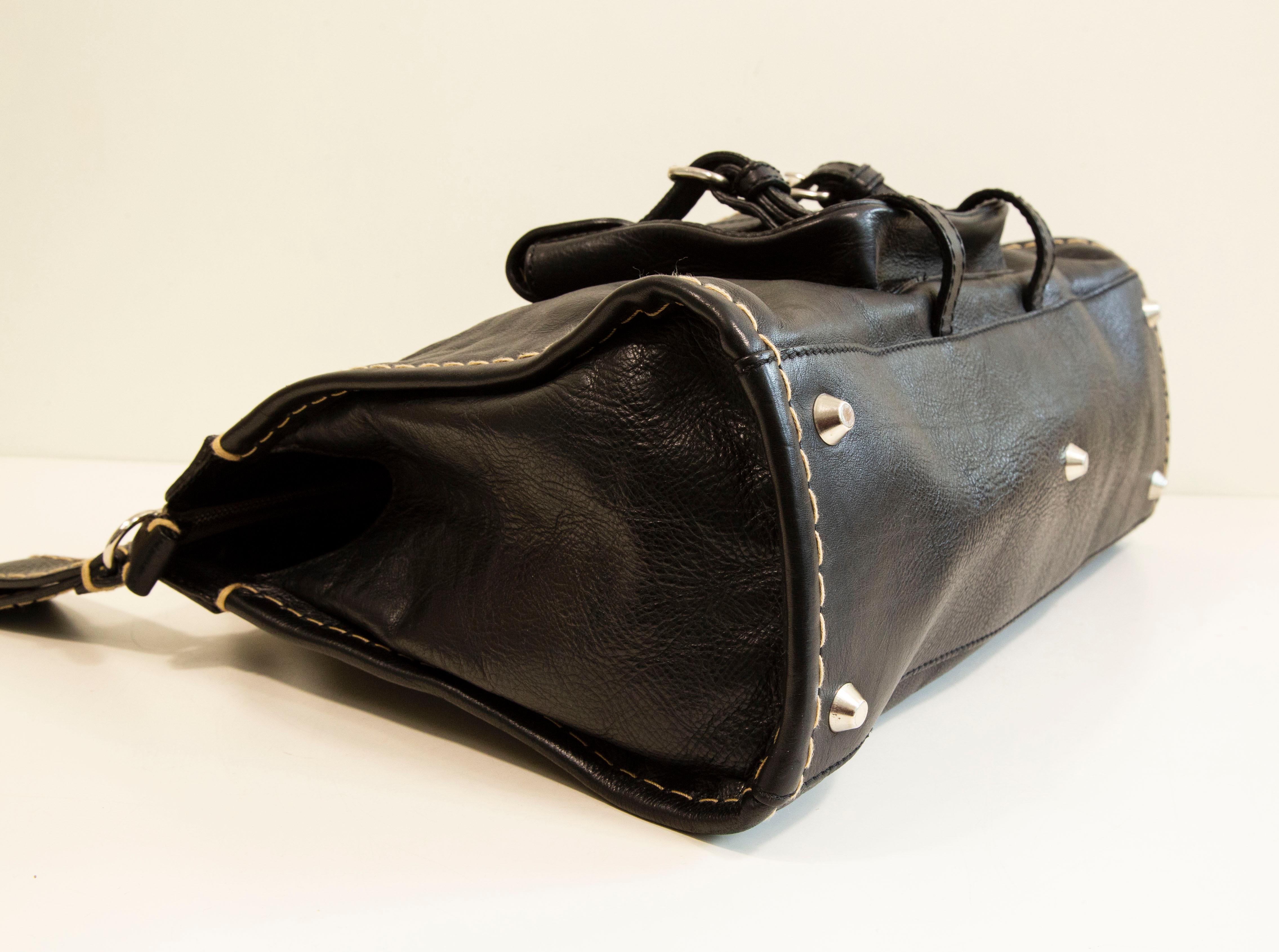 2000s  Chloe Edith Top Handle Bag by Phoebe Philo in Black Leather 4