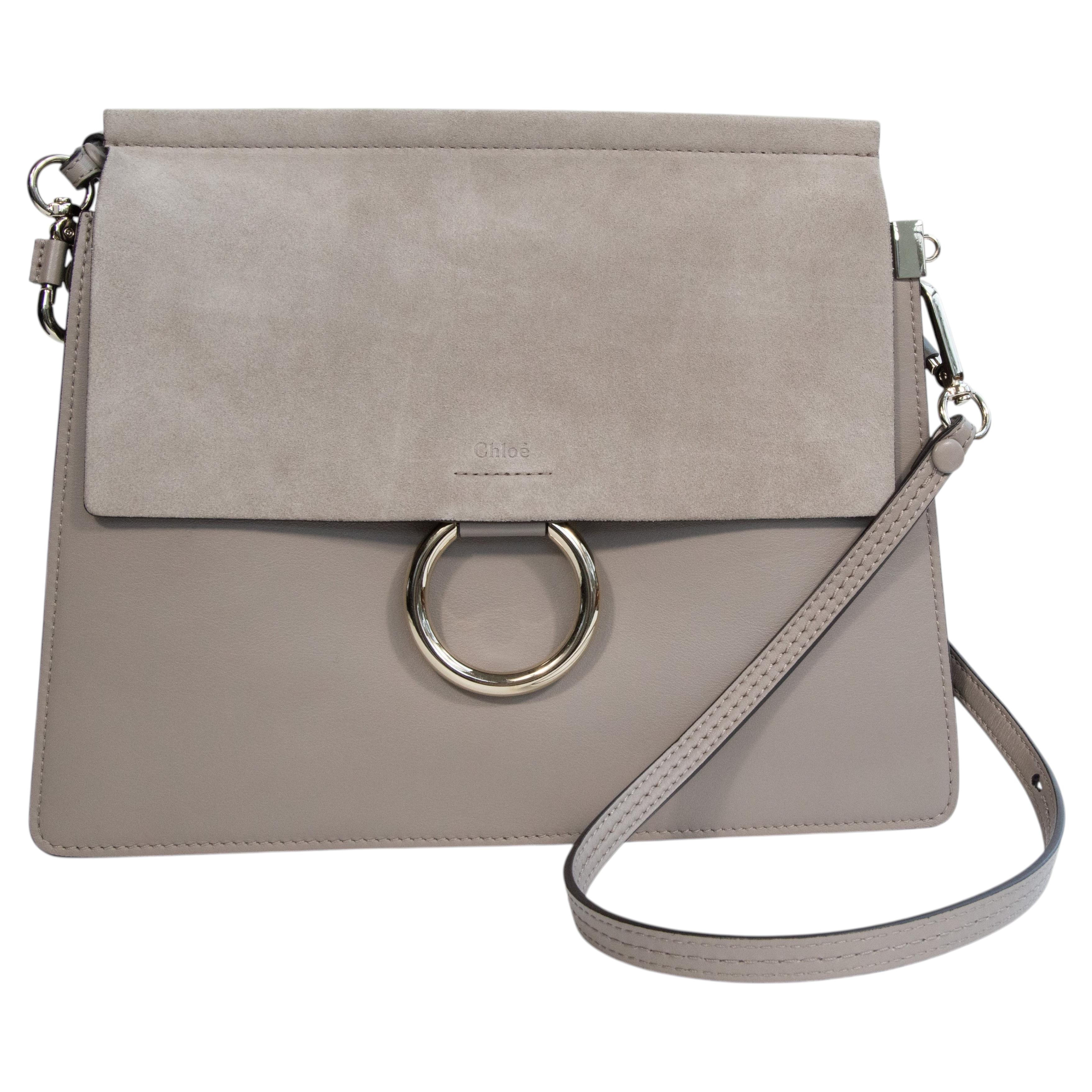 2000s Chloe Faye Bolso de hombro de cuero gris