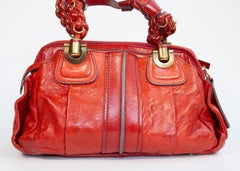 2000s Chloe Heloise Red Leather Shoulder Bag