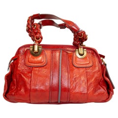 2000s Chloe Heloise Red Leather Shoulder Bag