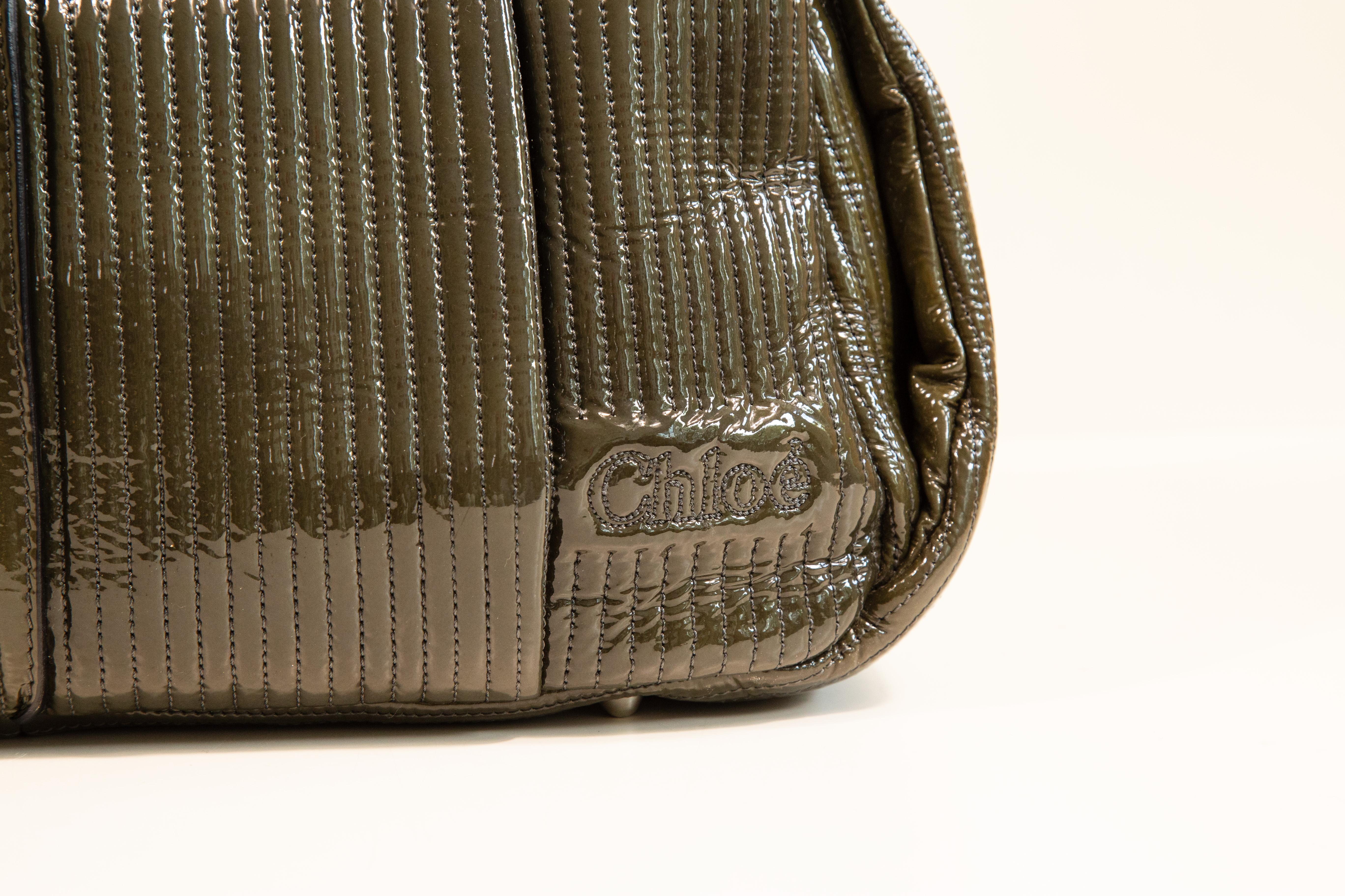 2000s Chloe Heloise Shoulder Bag in Green Patent Leather For Sale 2