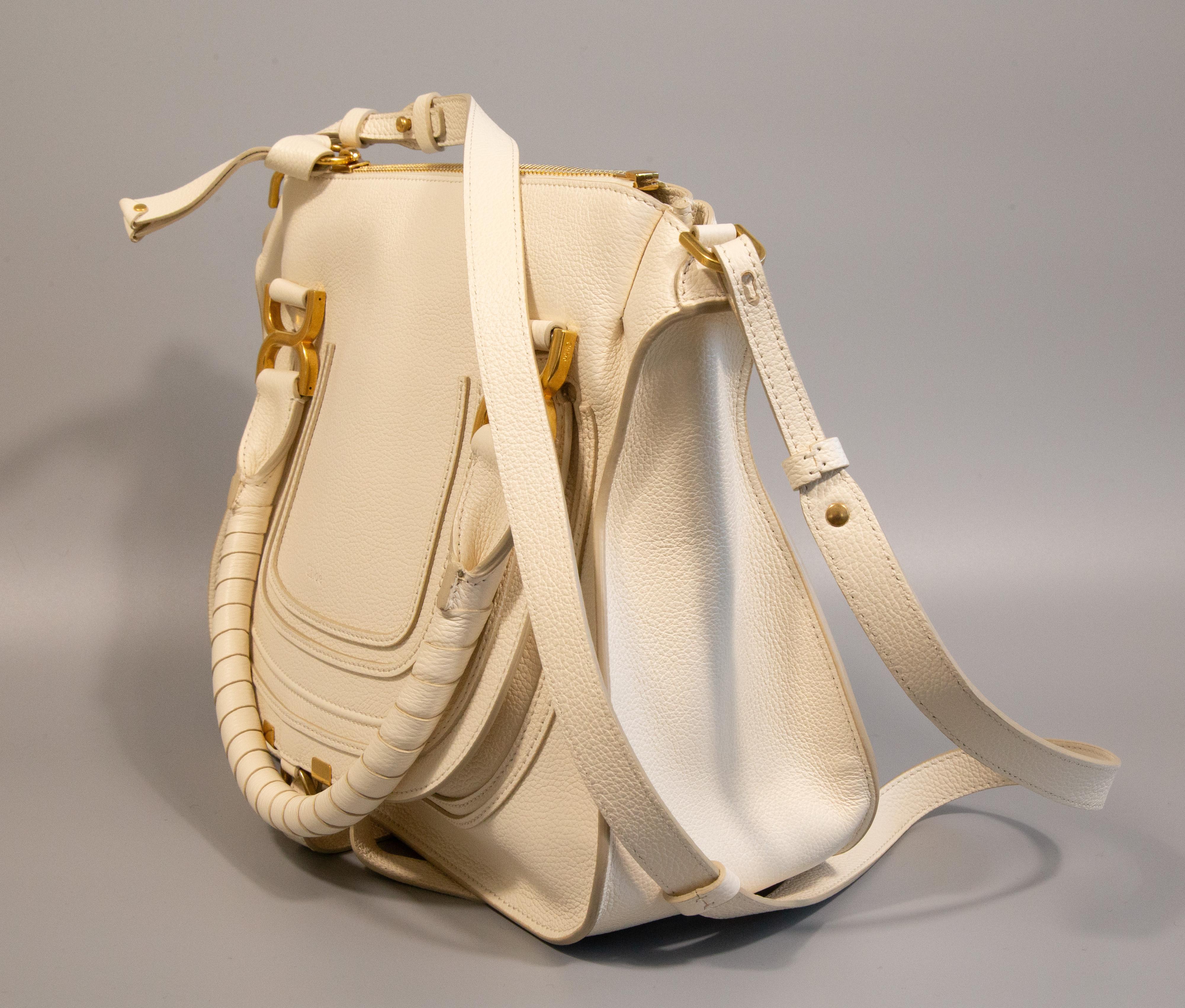 Beige 2000s Chloe Marcie Medium  Double Carry Bag in Misty Ivory