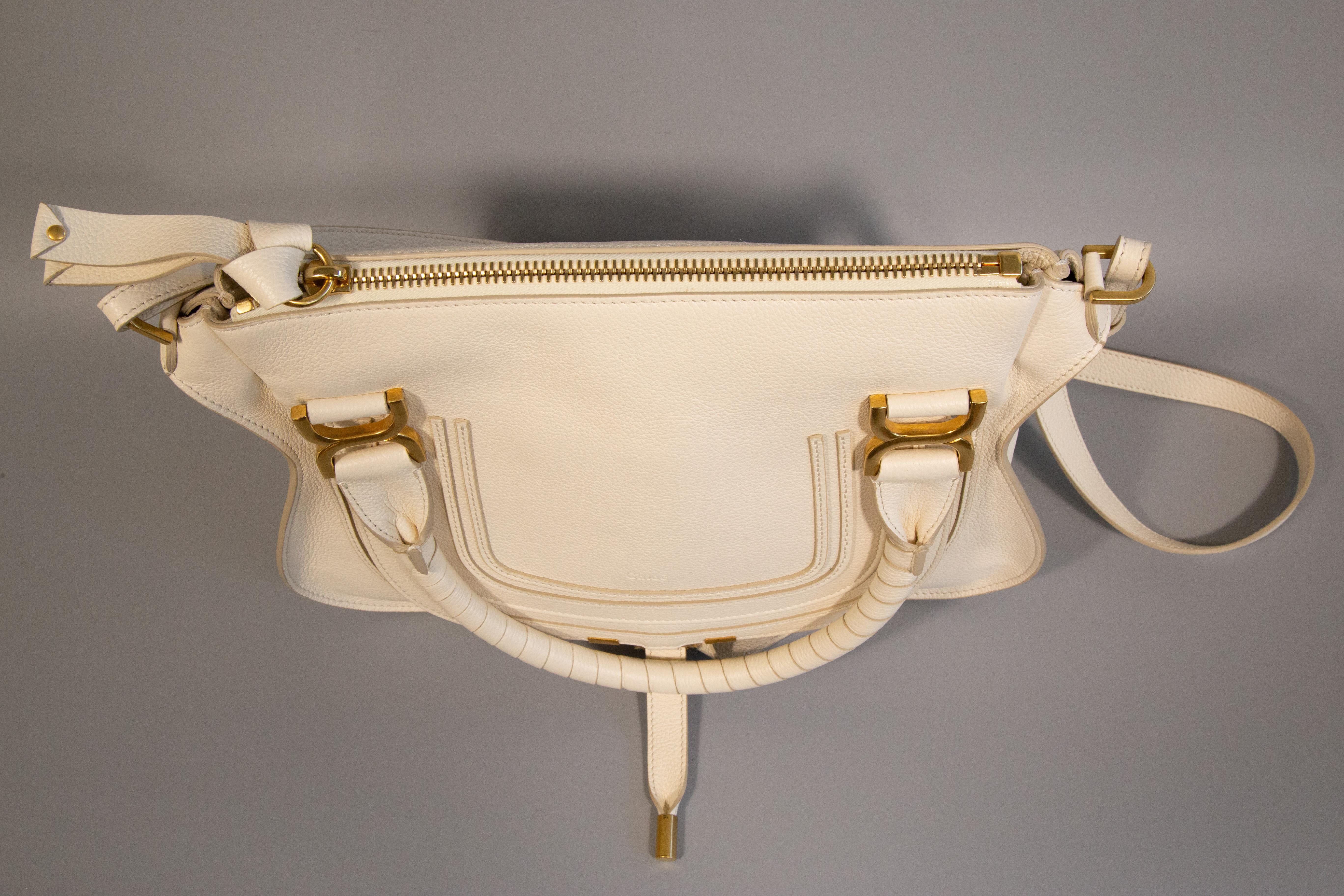 2000s Chloe Marcie Medium  Double Carry Bag in Misty Ivory 2