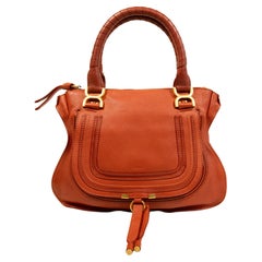 Borsa a tracolla/manico alto Chloe Marcie degli anni 2000 in pelle rossa/arancione