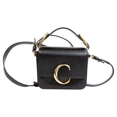 2000s Chloé Mini C Black Leather Crossbody Bag
