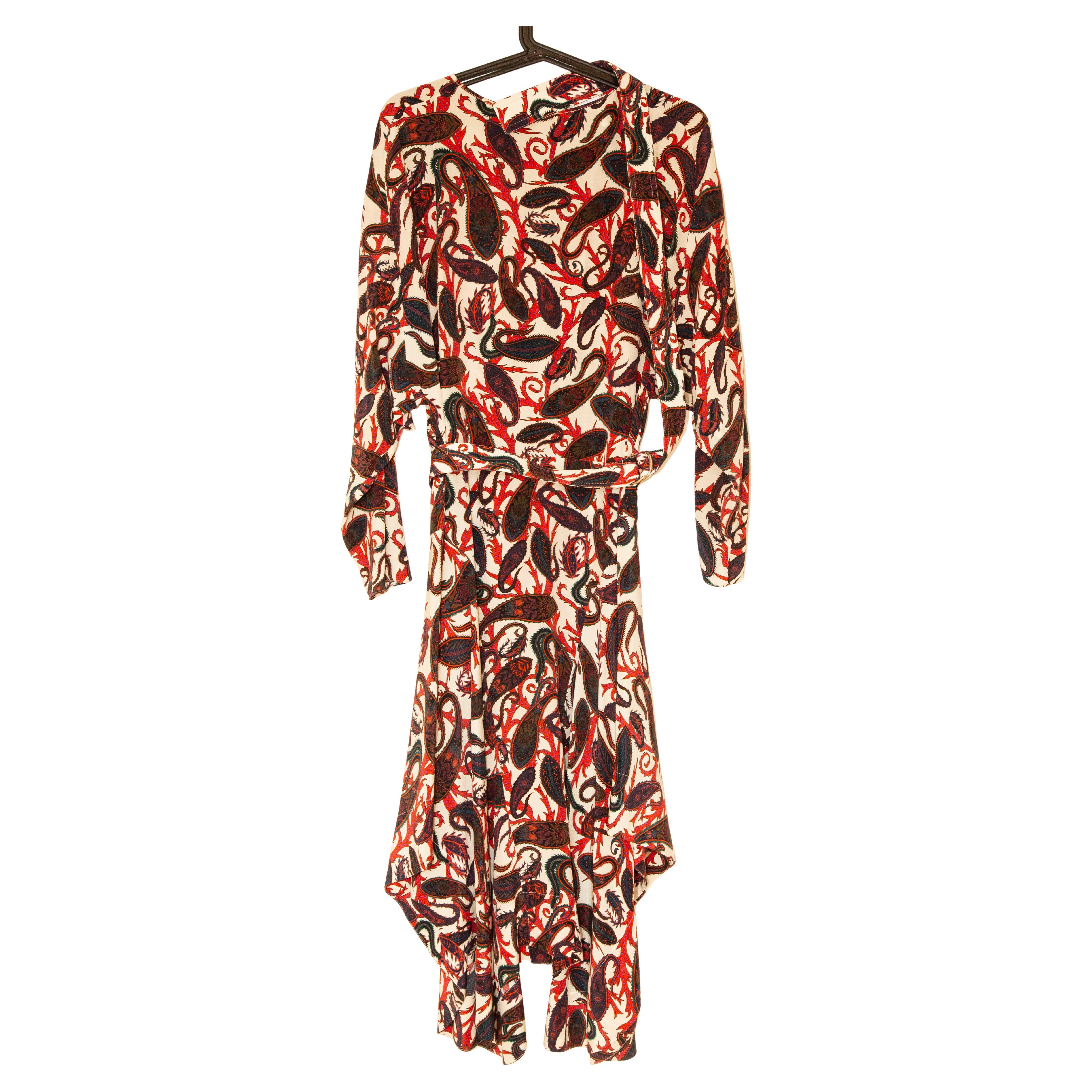 2000s Chloe Multicolor Paisley Silk Dress Size FR 42