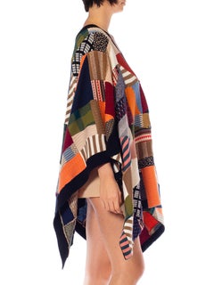 2000S CHLOE Multicolor Wool Blend Knit Patchwork Quilt Poncho