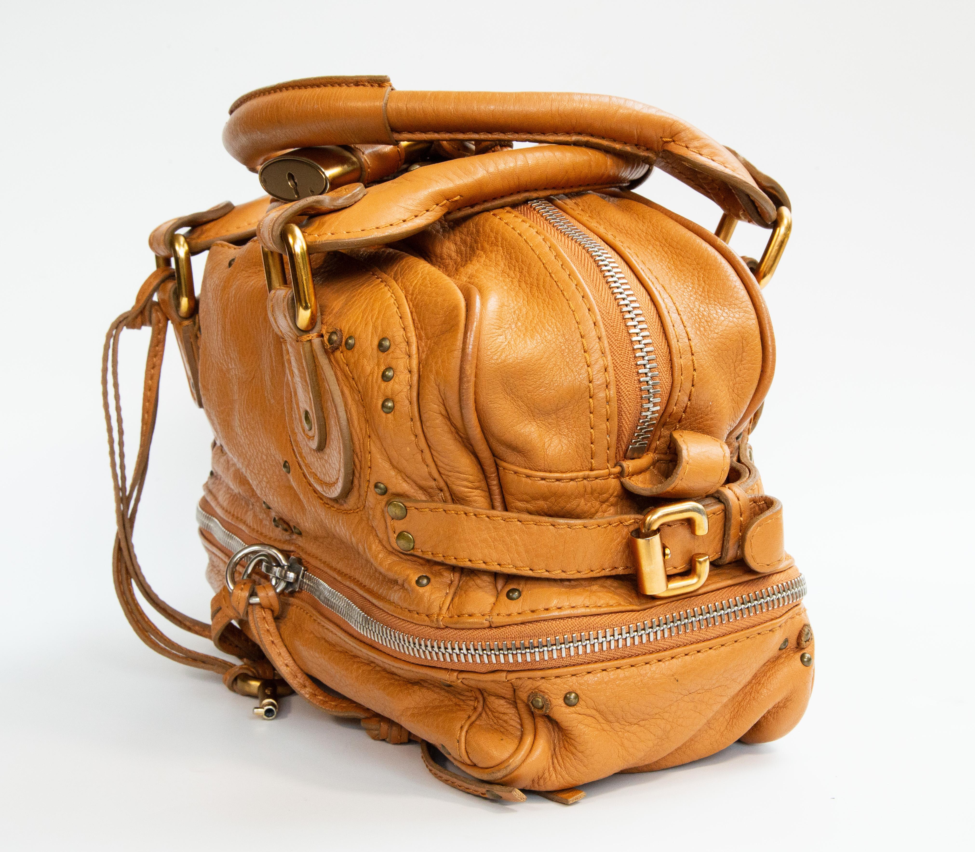 2000s Chloe Paddington by Phoebe Philo Top Handle Shoulder Bag in Brown Leather For Sale 3