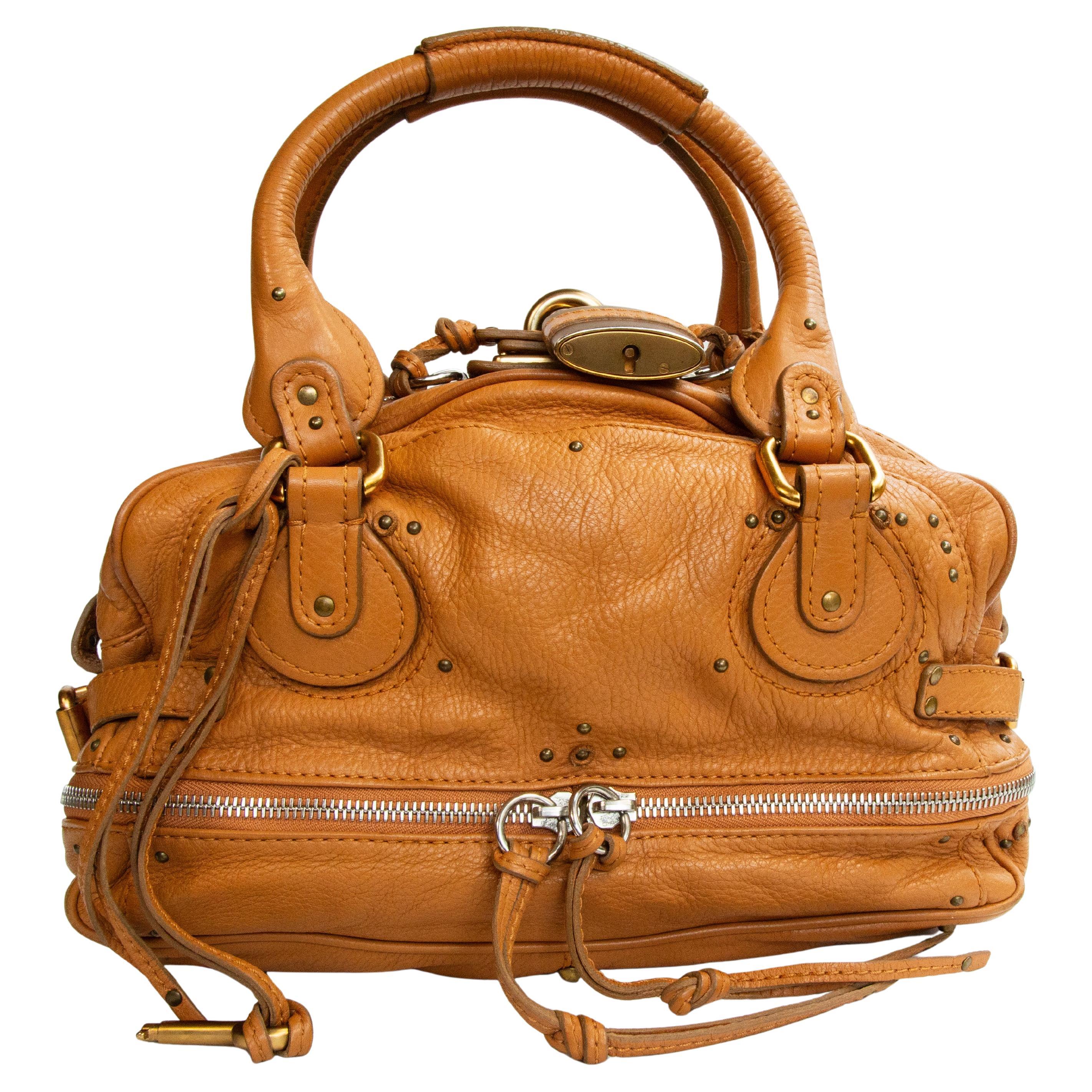 2000s Chloe Paddington by Phoebe Philo Top Handle Shoulder Bag in Brown Leather For Sale