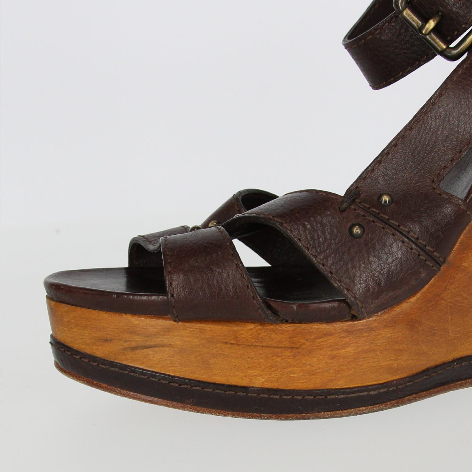 2000s Chloé Wood Wedge Sandals 3