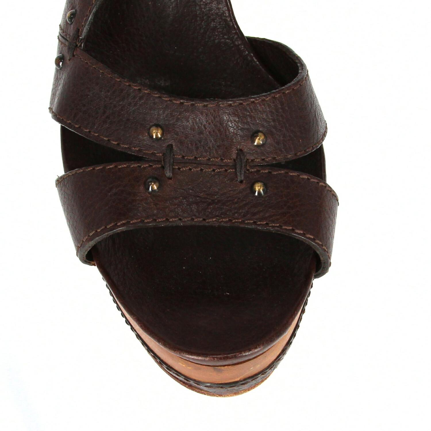 2000s Chloé Wood Wedge Sandals 4