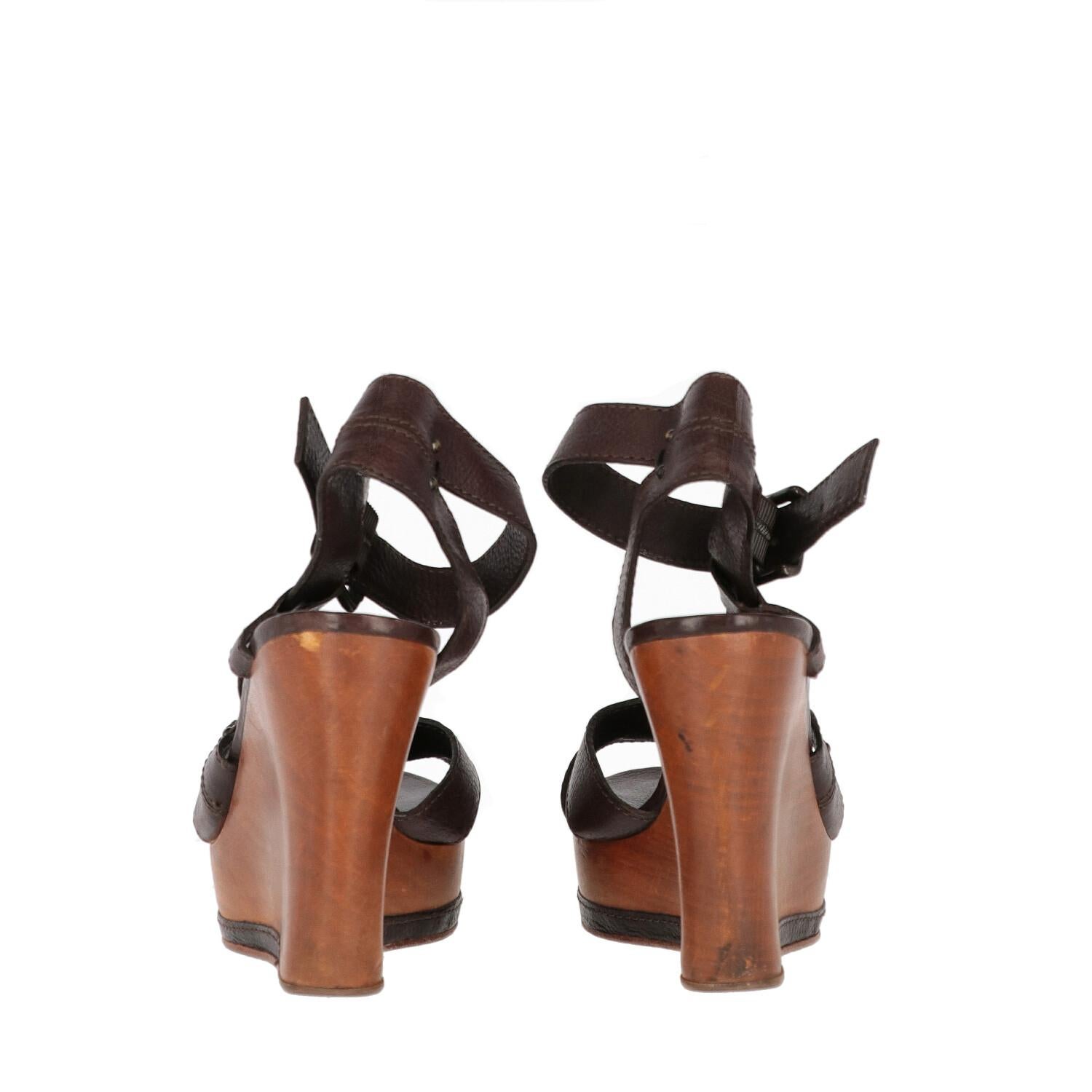 Brown 2000s Chloé Wood Wedge Sandals