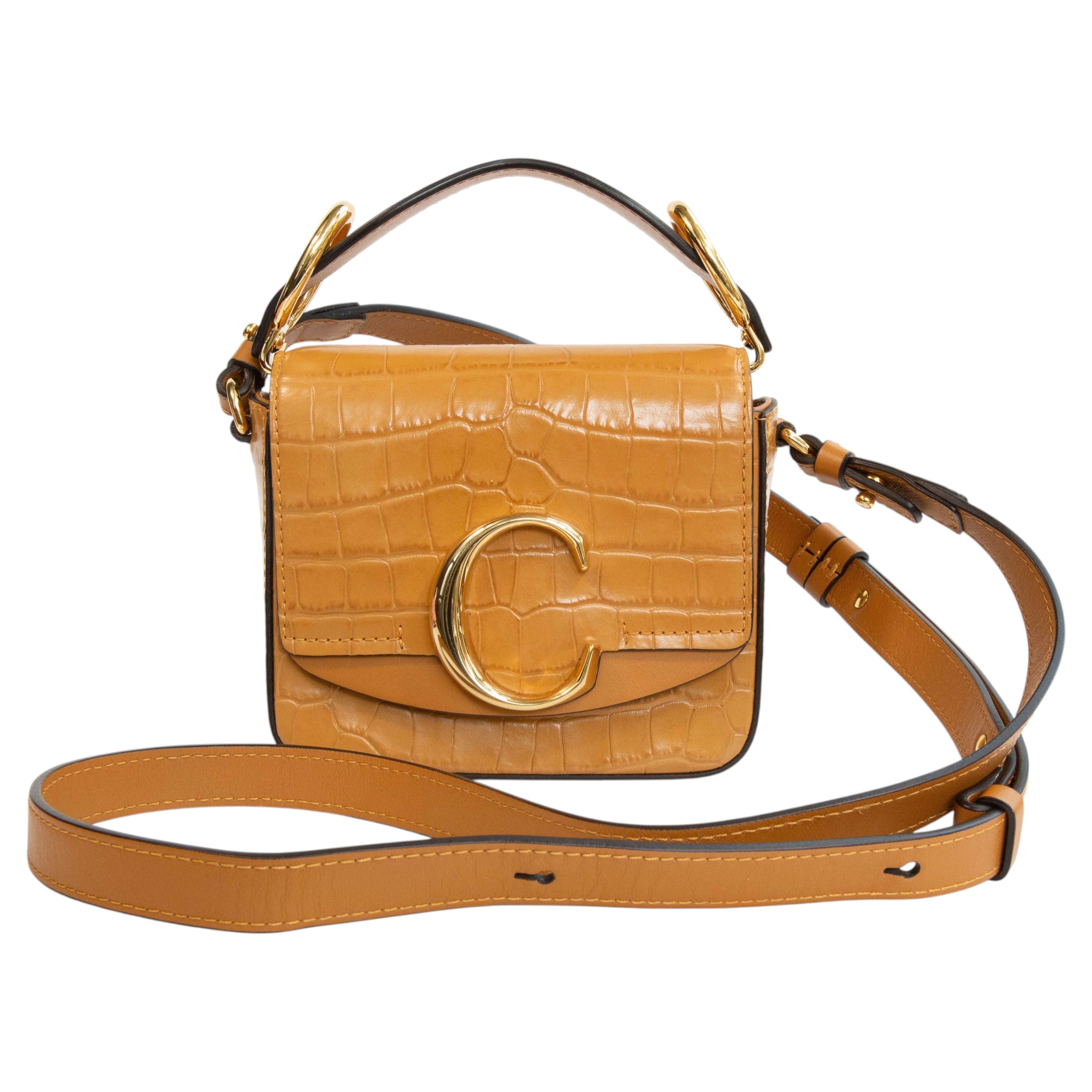 2000s Chloé Yellow Leather C Mini Crossbody Bag For Sale