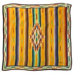 2000s Christian Dior Aztec Tribal Multicolor Crepe Silk Scarf 