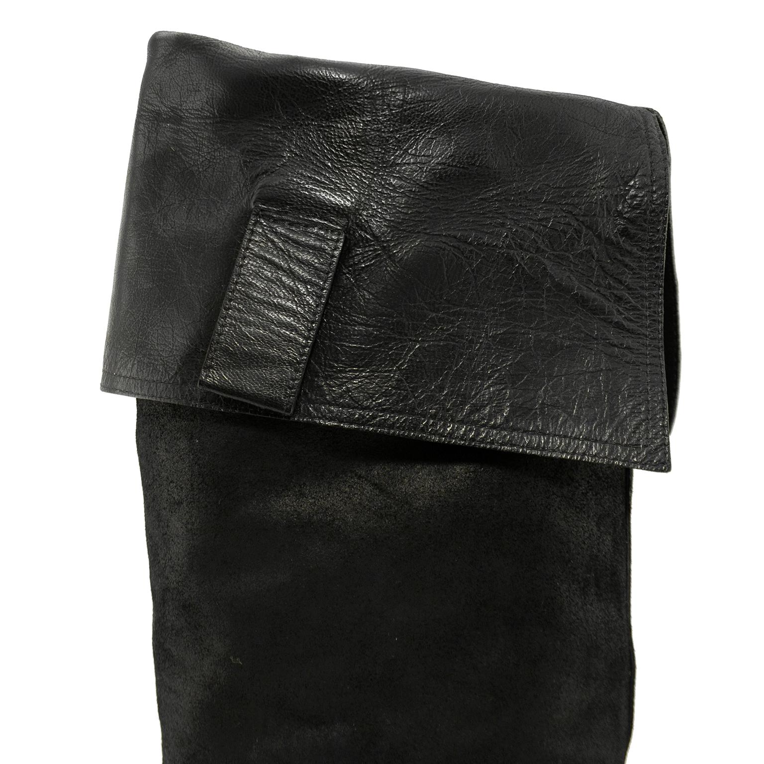2000's Christian Dior Black Suede Over-the-knee Boots For Sale 1