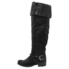 2000's Christian Dior Black Suede Over-the-knee Boots