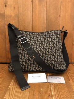 2000s CHRISTIAN DIOR Black Trotter Jacquard Messenger Crossbody Bag