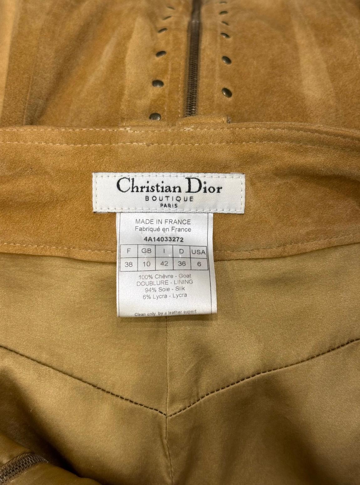 2000s Christian Dior by Galliano sueade zipper skirt For Sale 5
