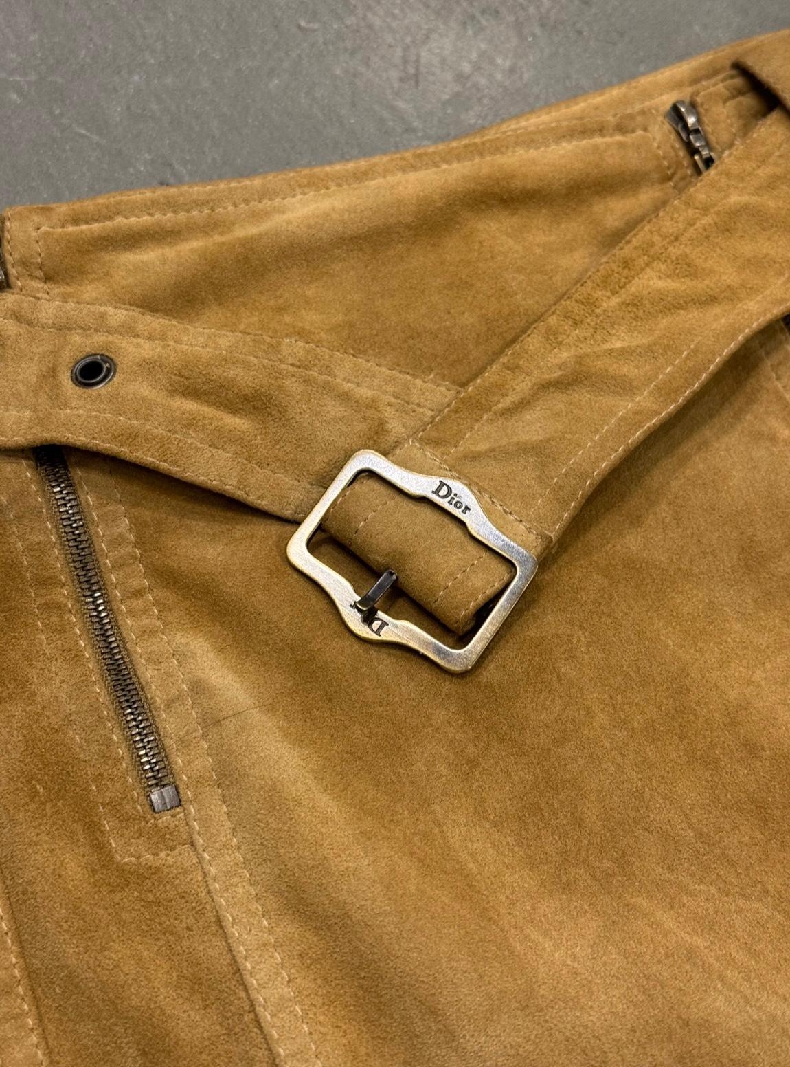 2000s Christian Dior by Galliano sueade zipper skirt In Excellent Condition For Sale In Milano, Lombardia